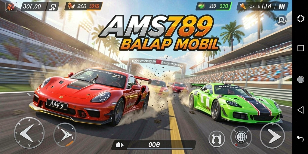 Screenshot utama AMS789 menampilkan aksi balapan mendebarkan di lintasan yang menantang.