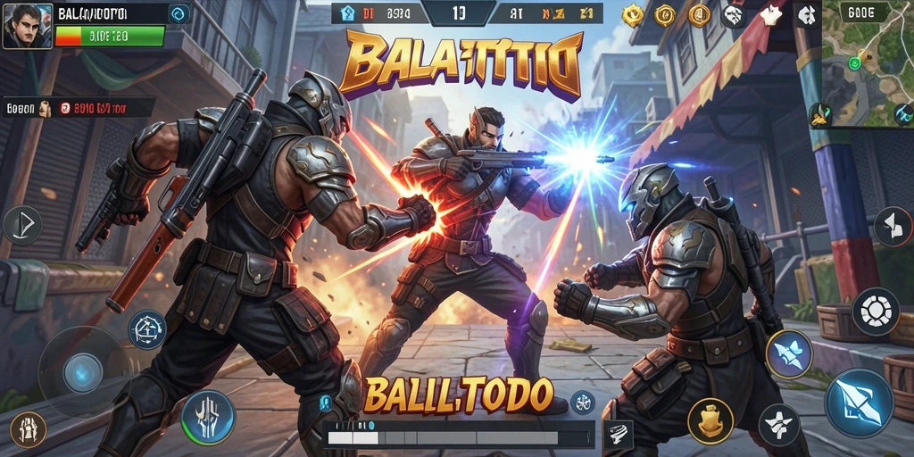 Tangkapan layar gameplay BALAITOTO menampilkan pertarungan intens Battle Royale.