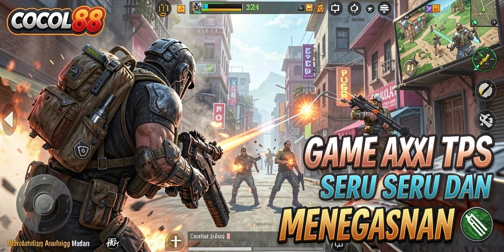 Menampilkan aksi seru dalam permainan TPS COCOL88.