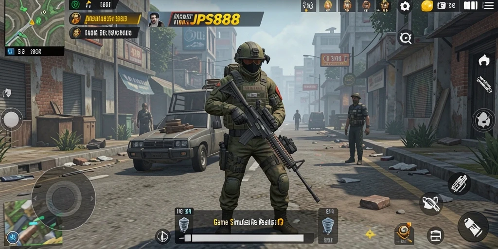 Tangkapan layar gameplay JPS888 yang menampilkan simulasi kehidupan sehari-hari.